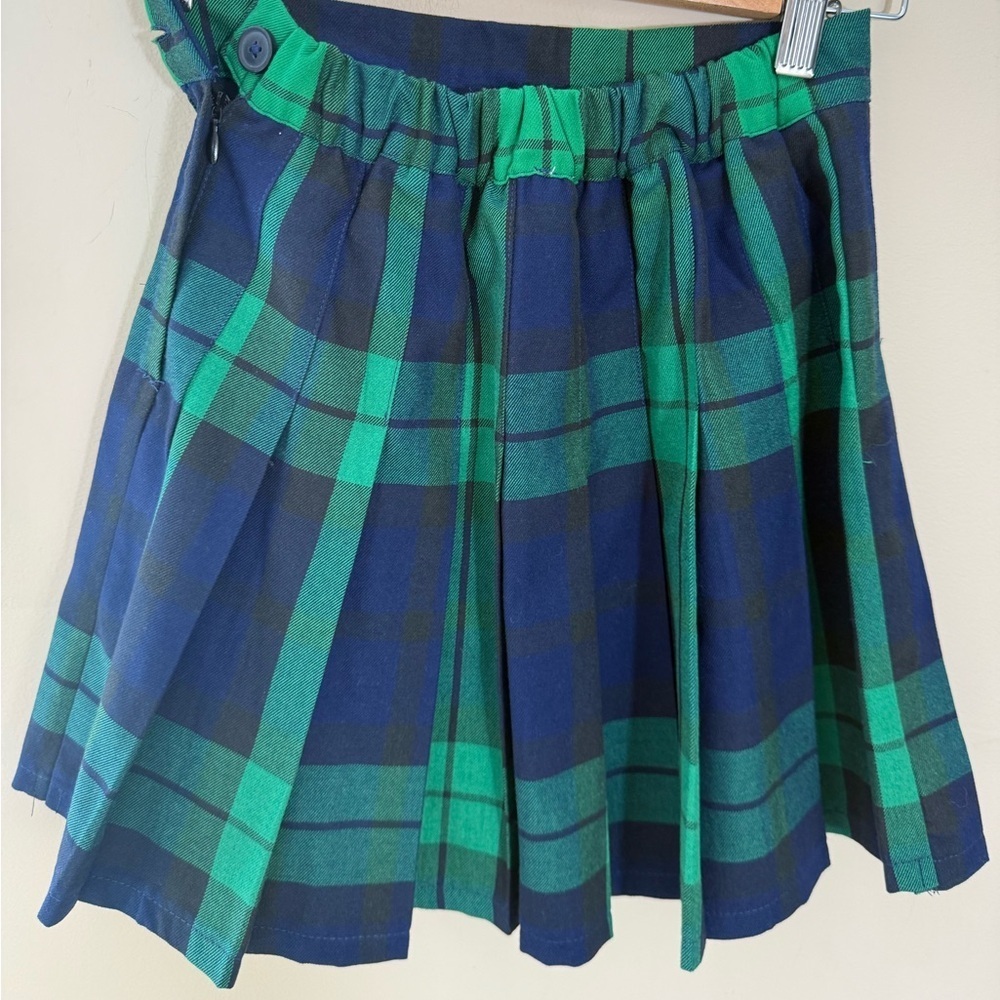 Aerie Class Act plaid Pleated Skirt green blue academia school girl size XXS